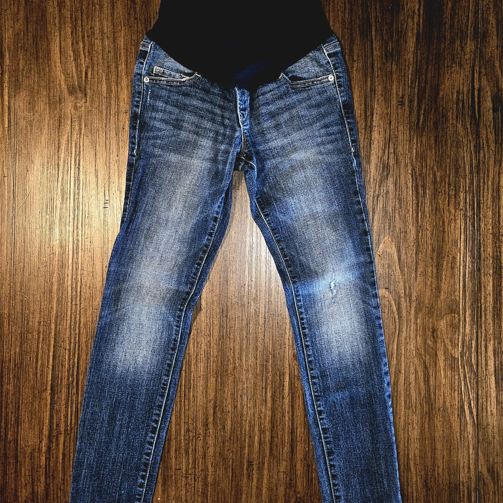 Old Navy Dark Blue Women's Skinny Jeans Maternity Full Panel Size 1 Short
